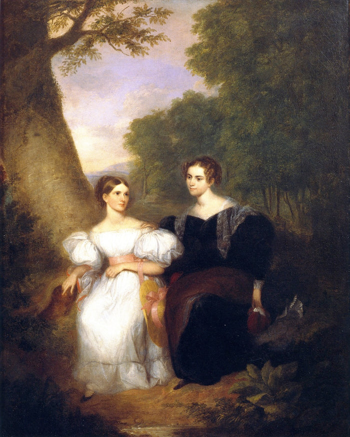 Portrait of the Artist's Wife and Her Sister, vintage artwork by Asher Brown Durand, A3 (16x12