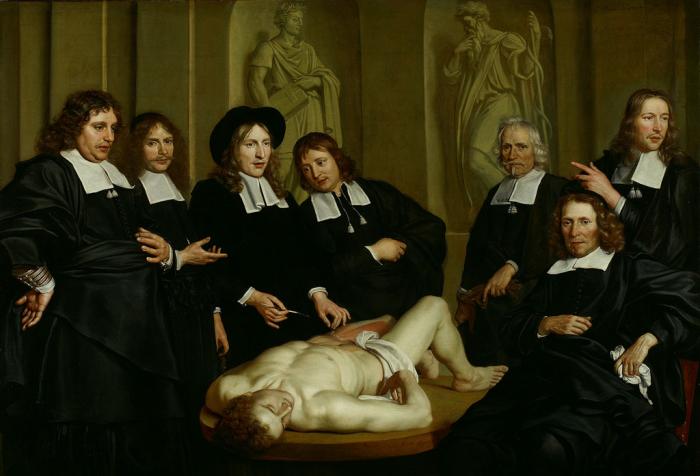 Anatomical Lesson of Prof. Frederick Ruysch, vintage artwork by Adriaen Backer, 12x8" (A4) Poster