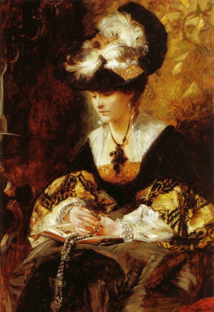 Portrait of Countess Palffy, vintage artwork by Hans Makart, 12x8" (A4) Poster