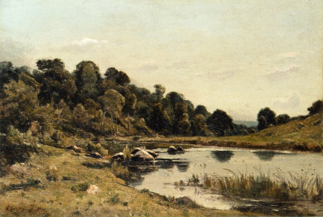 The Banks of the Aumance, vintage artwork by Henri-Joseph Harpignies, A3 (16x12") Poster Print