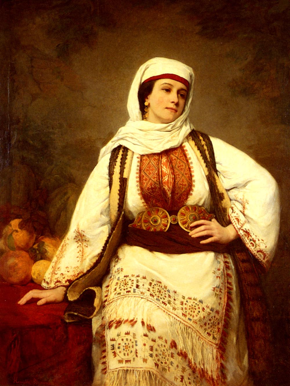 An Oriental Beauty, vintage artwork by Henriette Browne, 12x8" (A4) Poster