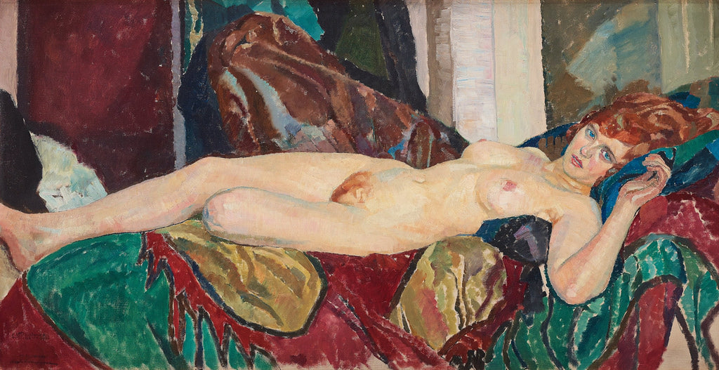 Reclining Model, vintage artwork by Carl Wilhelm Wilhelmson, 12x8" (A4) Poster