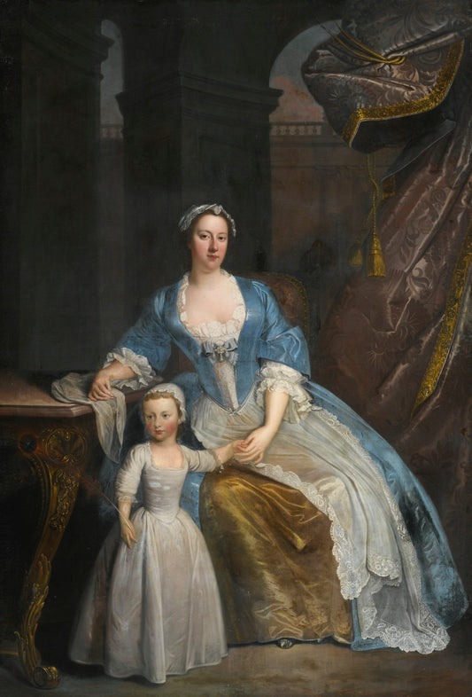 Portrait of Elizabeth Beckford with her Son Peter, vintage artwork by Willem Verelst, 12x8" (A4) Poster