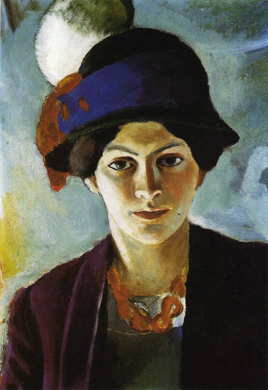 Portrait of the Artist's Wife with Hat by August Macke,16x12(A3) Poster