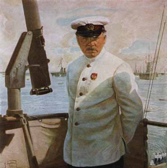 Kliment Voroshilov on Board the Marat Battleship, vintage artwork by Isaak Brodsky, 12x8" (A4) Poster