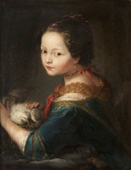 Girl with a Dove, vintage artwork by Anton Raphael Mengs, 12x8" (A4) Poster