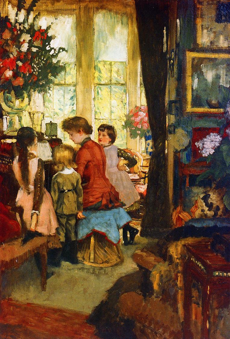 Kathleen Newton at the Piano, vintage artwork by James Tissot, 12x8" (A4) Poster