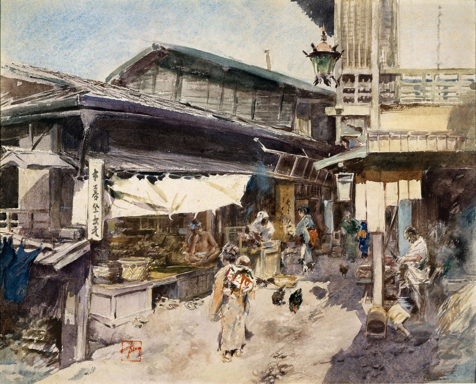 Street Scene in Ikao, Japan by Robert Frederick Blum,A3(16x12")Poster