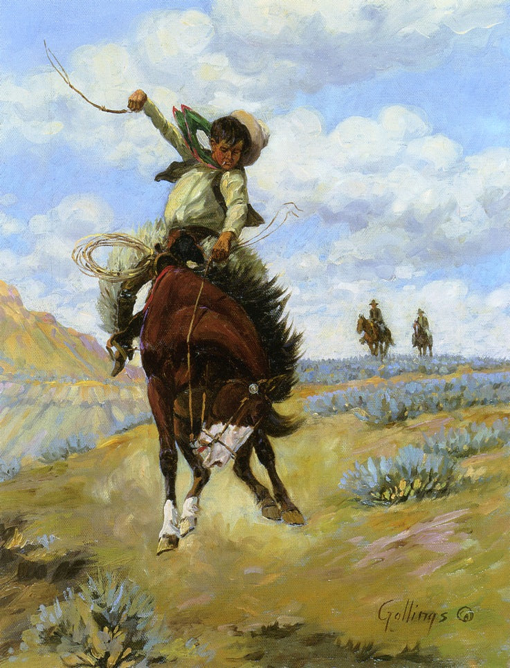 Bronc Buster, vintage artwork by William Gollings, 12x8" (A4) Poster