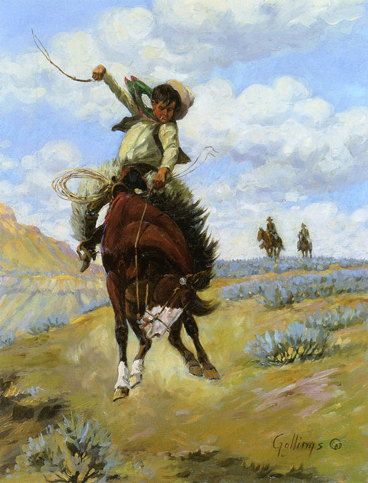 Bronc Buster, vintage artwork by William Gollings, 12x8" (A4) Poster