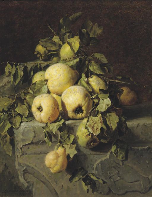 Quinces on a ledge, vintage artwork by Adriana Johanna Haanen, A3 (16x12") Poster Print