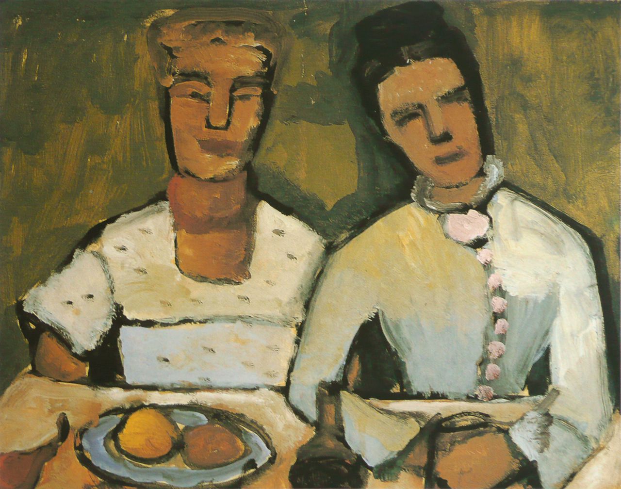 Lee Hoetger and Her Sister, vintage artwork by Paula Modersohn-Becker, 12x8" (A4) Poster