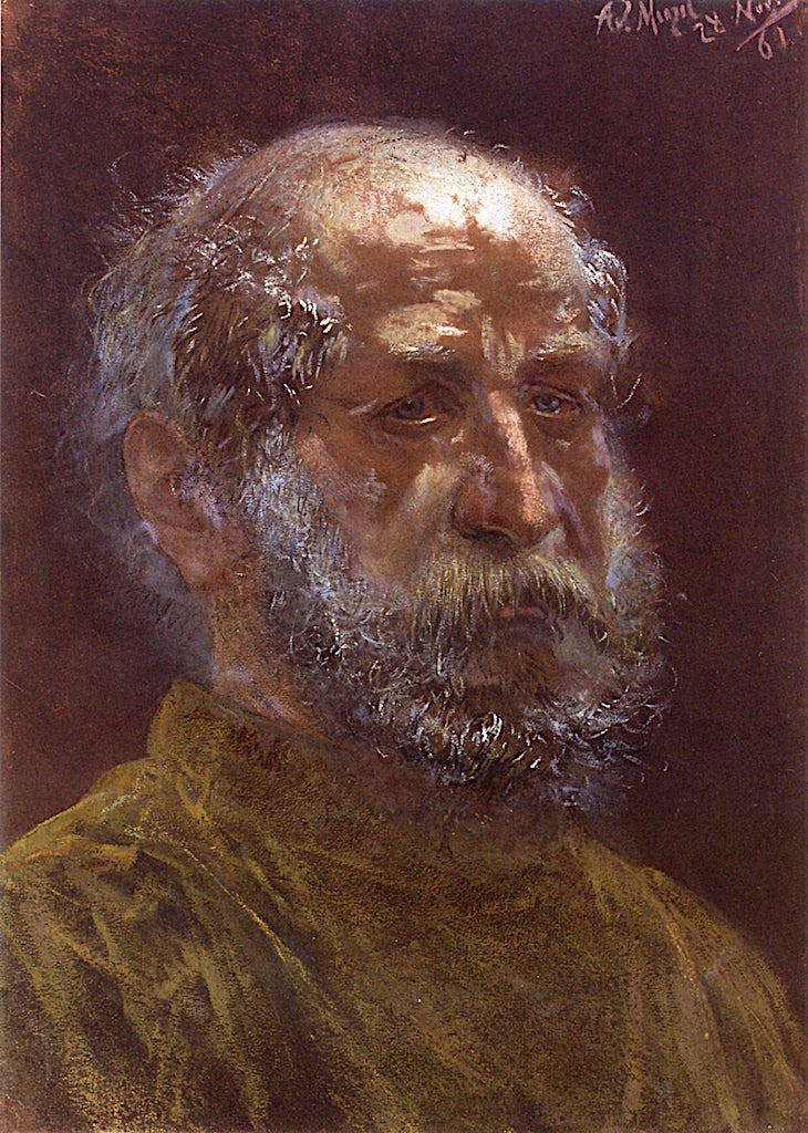 Head of a Baldheaded Jew with Full Beard, vintage artwork by Adolph von Menzel, A3 (16x12") Poster Print