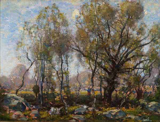 Figure in a Wooded Landscape, vintage artwork by Henry Ward Ranger, 12x8" (A4) Poster