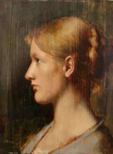 Countrywoman from Alsace, vintage artwork by Jean-Jacques Henner, 12x8" (A4) Poster