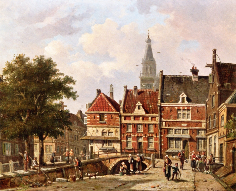 View of Zuiderspui in Enkhuizen, vintage artwork by Adrianus Eversen, A3 (16x12") Poster Print