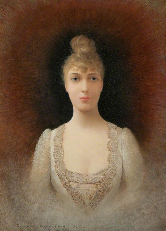Portrait of a Flaxen-Haired Woman, vintage artwork by Georges Croegaert, 12x8" (A4) Poster