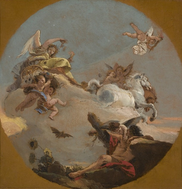 The Chariot of Aurora, vintage artwork by Giovanni Battista Tiepolo, 12x8" (A4) Poster