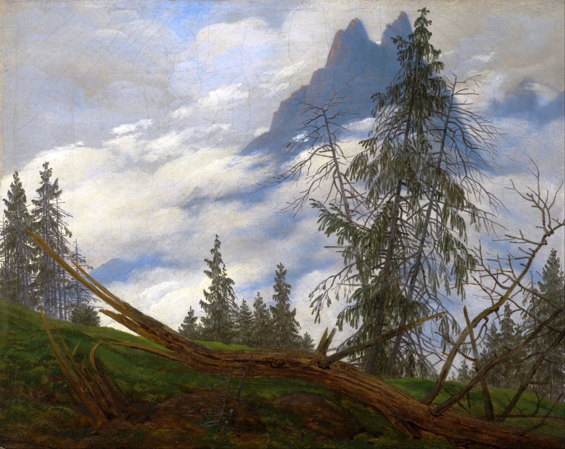 Mountain Peak with Drifting Clouds, vintage artwork by Caspar David Friedrich, 12x8" (A4) Poster