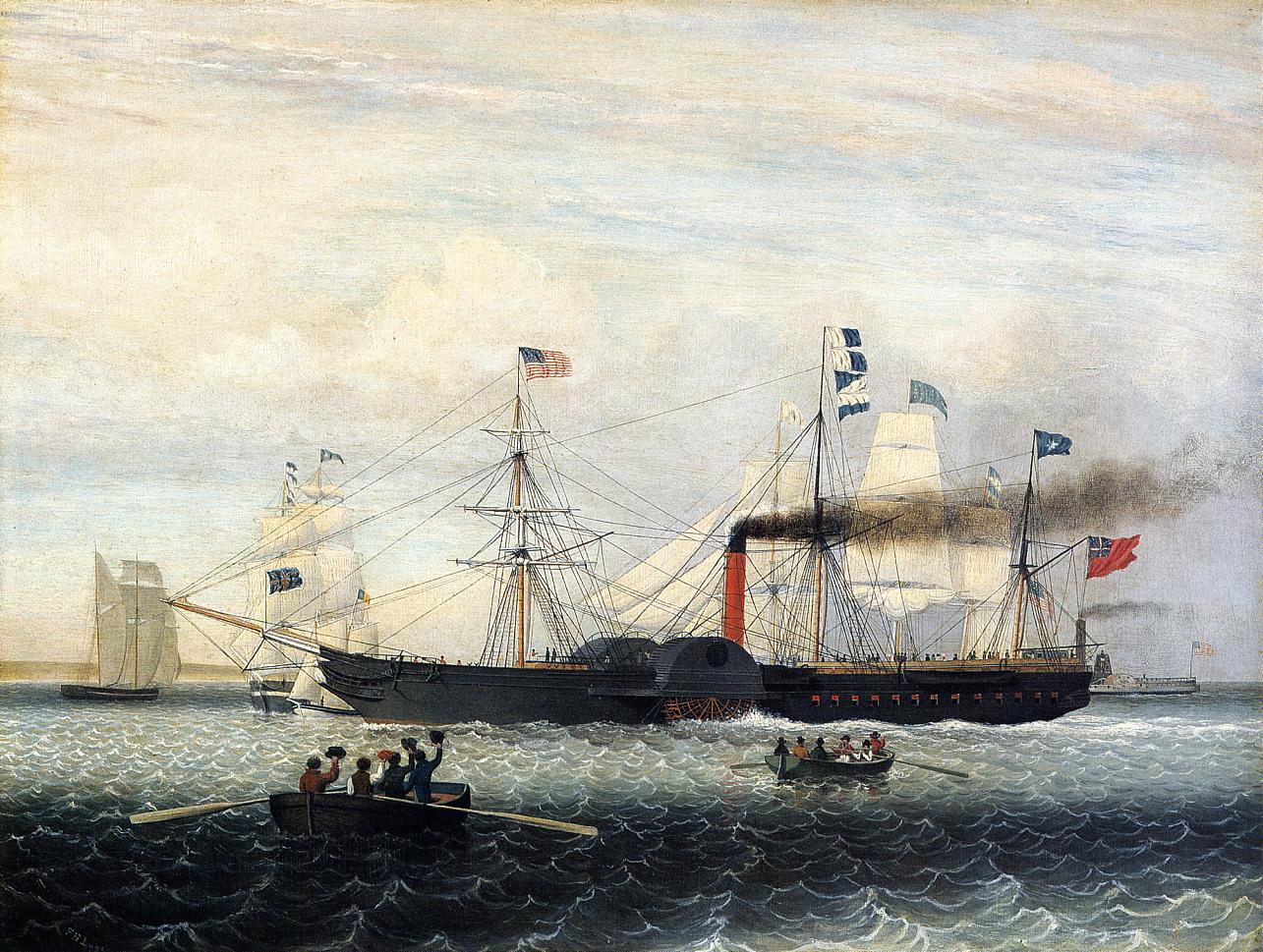 The Britannia Entering Boston Harbor, vintage artwork by Fitz Henry Lane, A3 (16x12") Poster Print