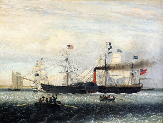 The Britannia Entering Boston Harbor, vintage artwork by Fitz Henry Lane, A3 (16x12") Poster Print