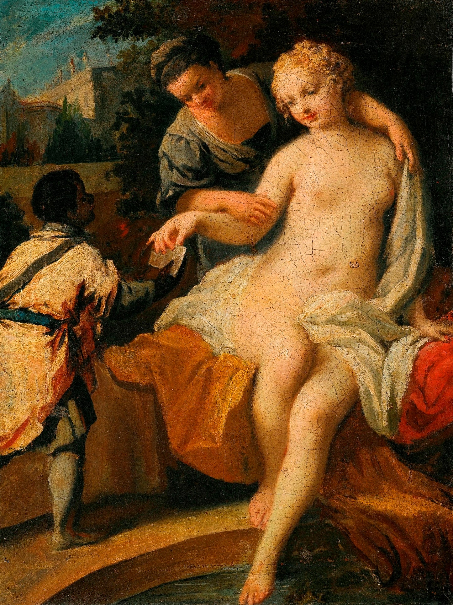 David and Bathsheba, vintage artwork by Jacopo Amigoni, 12x8" (A4) Poster