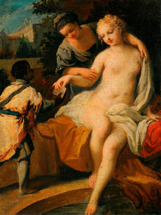 David and Bathsheba, vintage artwork by Jacopo Amigoni, 12x8" (A4) Poster