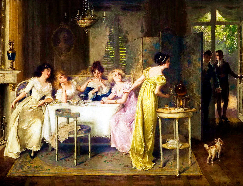 Gesellschaft im Interieur, vintage artwork by Max Volkhart, 12x8" (A4) Poster