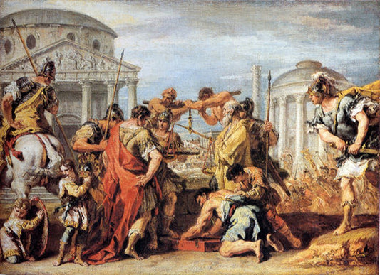 Camillus Rescuing Rome from Brennus, vintage artwork by Sebastiano Ricci, 12x8" (A4) Poster