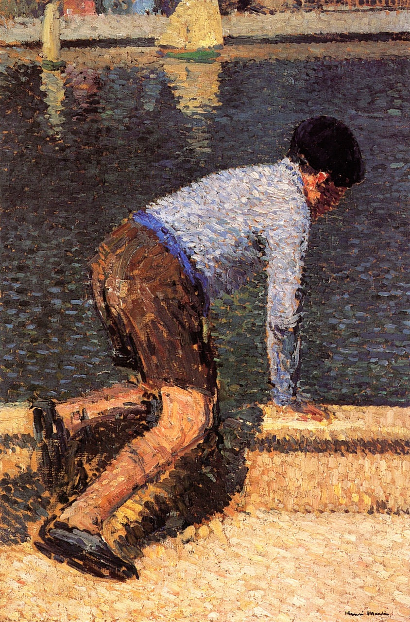 Boy by  the Water, vintage artwork by Henri Martin, 12x8" (A4) Poster