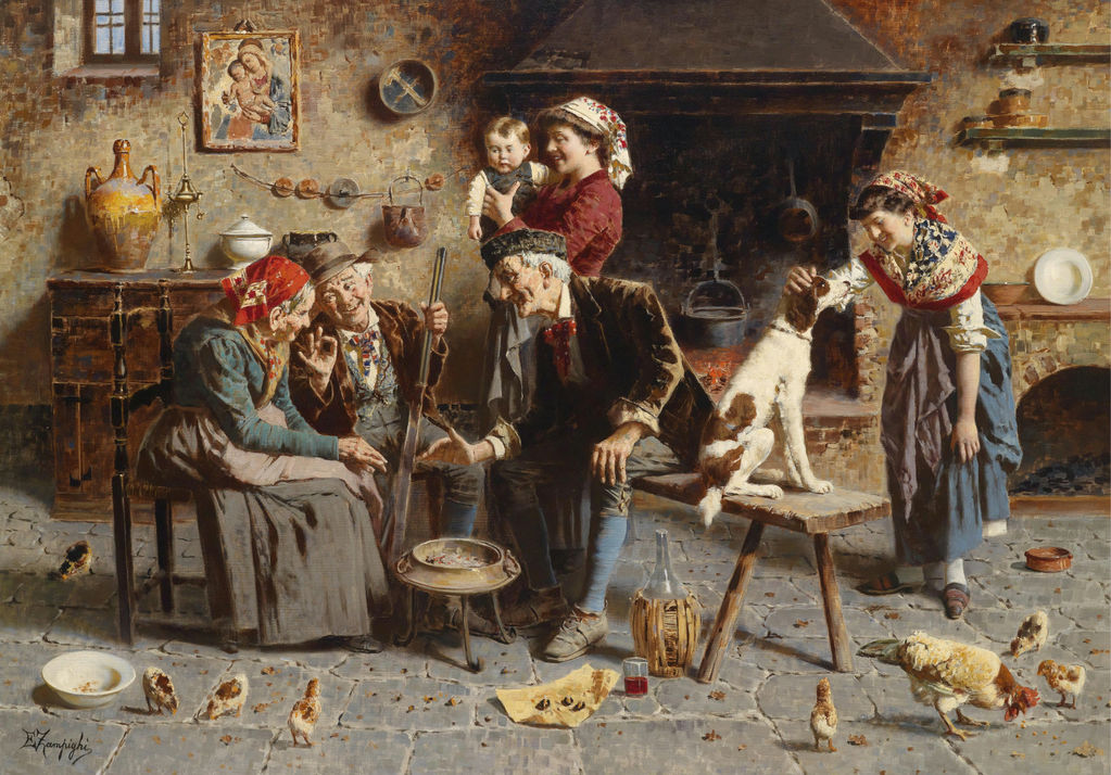 Amusing Stories, vintage artwork by Eugenio Zampighi, 12x8" (A4) Poster