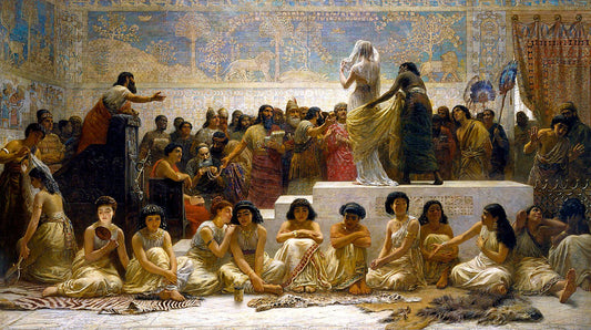 The Slave Market of Baby lon, vintage artwork by Edwin Long, RA, 12x8" (A4) Poster