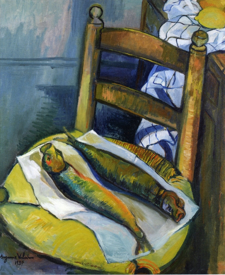 Still LIfe with Fish, vintage artwork by Suzanne Valadon, 12x8" (A4) Poster