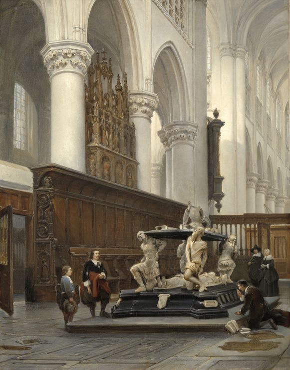 The Choir of the O.L.-Vrouwekerk in Breda with the Tomb of Engelbert II of Nassau, vintage artwork by Johannes Bosboom, A3 (16x12") Poster Print