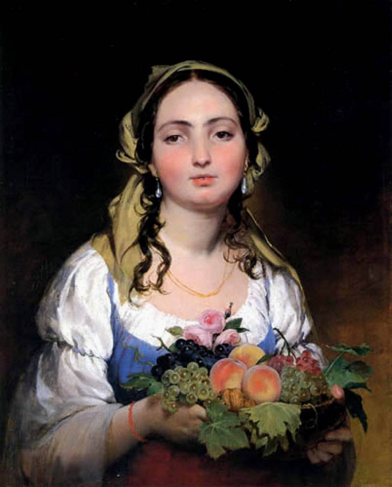 The maiden with flowers, vintage artwork by Friedrich von Amerling, A3 (16x12") Poster Print