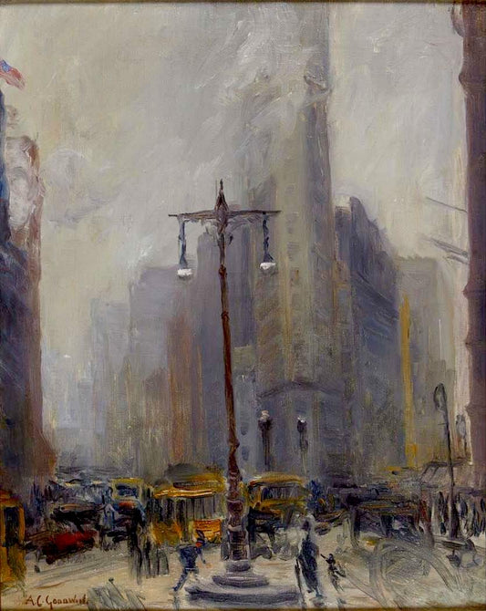 Flatiron Building, New York, vintage artwork by Arthur Clifton Goodwin, 12x8" (A4) Poster