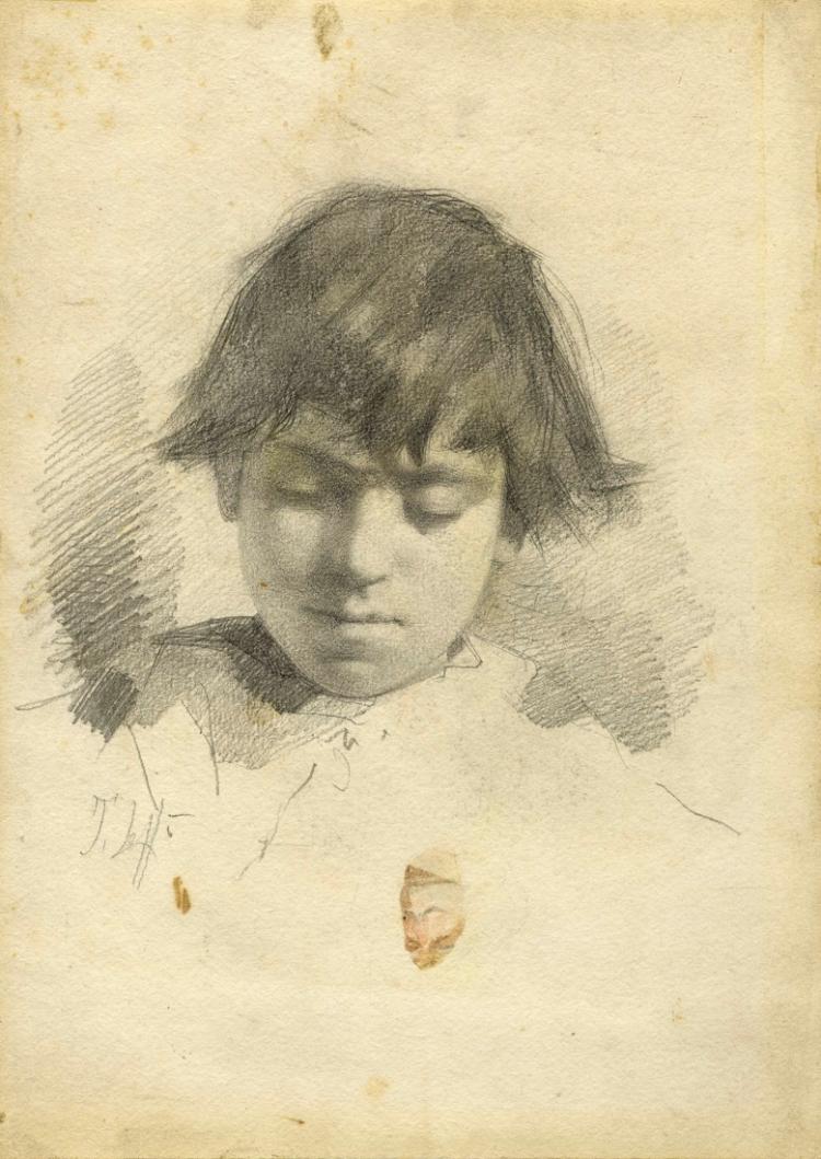 Volto di bambino, vintage artwork by Tito Giovanni Lessi, 12x8" (A4) Poster