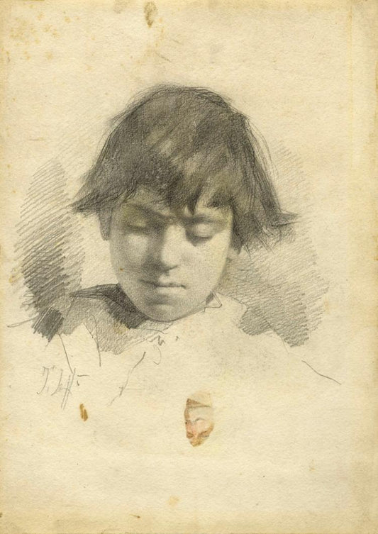 Volto di bambino, vintage artwork by Tito Giovanni Lessi, 12x8" (A4) Poster