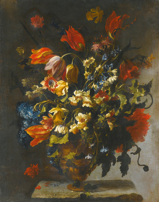 A Still Life of Flowers, vintage artwork by Paolo Porpora, 12x8" (A4) Poster