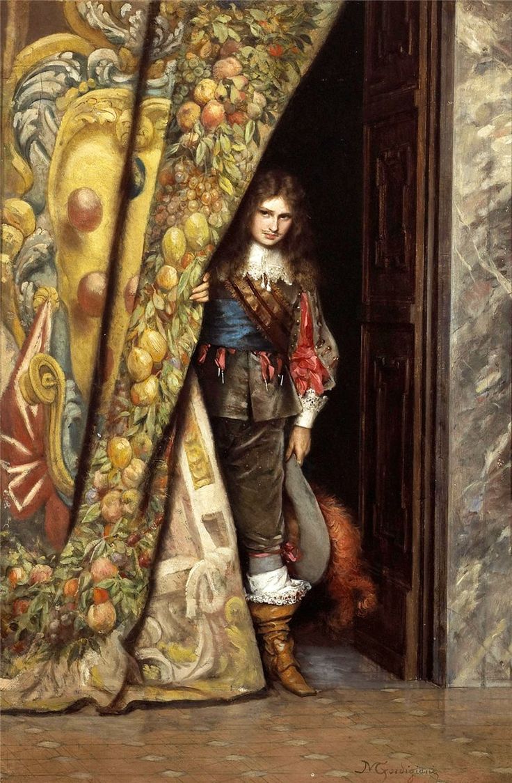 The shy gallant, vintage artwork by Michele Gordigiani, 12x8" (A4) Poster