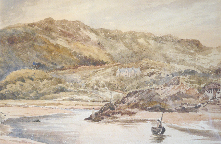 English Estuary Scene, vintage artwork by Attributed to Peter de Wint, 12x8" (A4) Poster