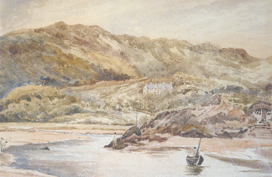 English Estuary Scene, vintage artwork by Attributed to Peter de Wint, 12x8" (A4) Poster