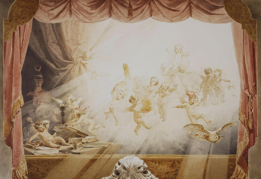 Design of a Theatrical Curtain, vintage artwork by Mihály Zichy, 12x8" (A4) Poster