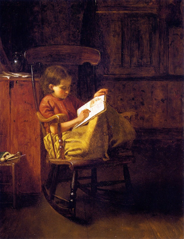 The Boston Rocker, vintage artwork by Eastman Johnson, 12x8" (A4) Poster