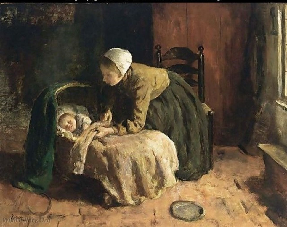 Motherly Love, vintage artwork by Jacob Simon Kendrik Kever, 12x8" (A4) Poster