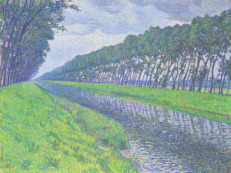 Canal in Flanders, vintage artwork by Theo van Rysselberghe, 12x8" (A4) Poster