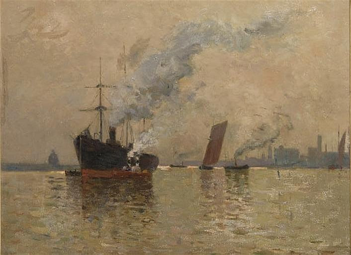 The Port at London by Eugene Lawrence Vail,A3(16x12")Poster