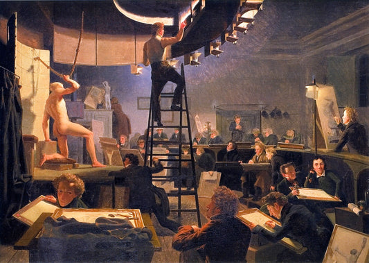 LIfe Class at the Royal Academy of Fine Arts, Copenhagen, vintage artwork by Wilhelm Bendz, A3 (16x12") Poster Print