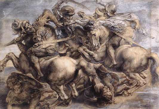 The Battle of Anghiari (copy after leonardo da Vinci), vintage artwork by Peter Paul Rubens, 12x8" (A4) Poster