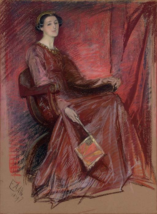 Woman Wearing an Elizabethan Headdress by Edwin Austin Abbey,A3(16x12")Poster